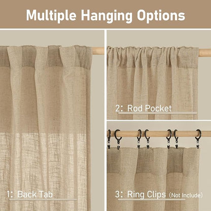 Faux Linen Curtains 63 inches Long - Image 3