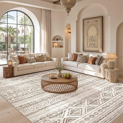 cotiled Boho 10x12 Area Rug for Living Room: Large Moroccan Washable Rug | - Image 4