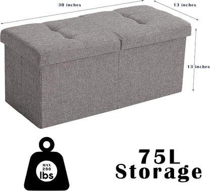 Storage Ottoman Bench Foldable Seat Footrest Shoe Bench End of Bed Storage - Image 3