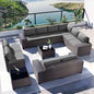 Kullavik Outdoor Patio Furniture Set, 12 Pieces Sectional Rattan Sofa Set Brown by KULLAVIK