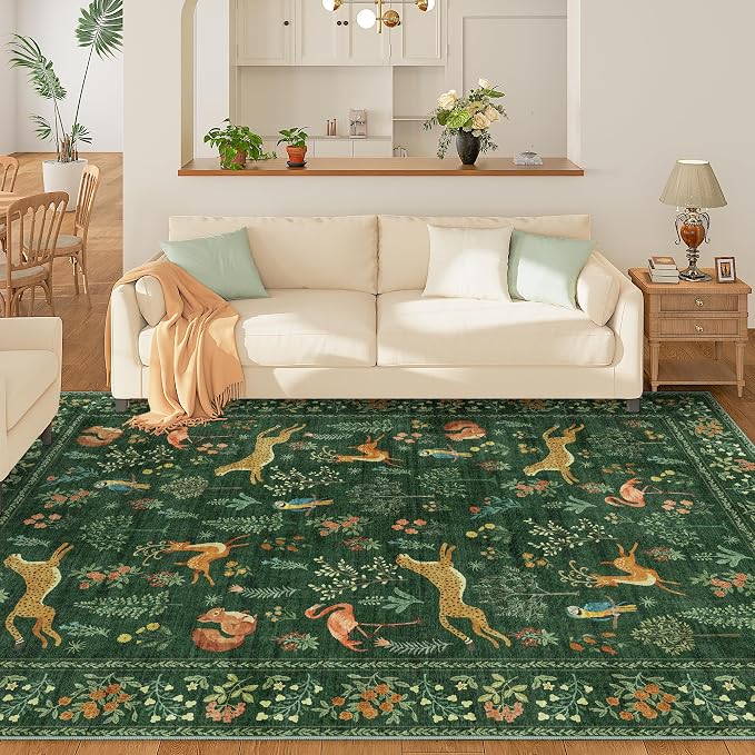DUKINO 6x9 Area Rug, Washable Animal Living Room Rug Non Slip, Low Pile - Image 3