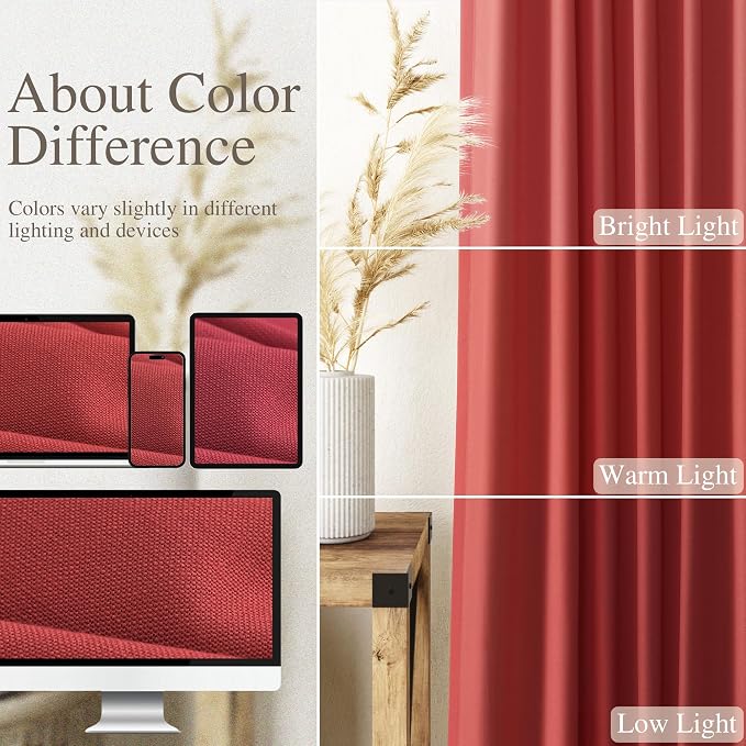 Christmas Red Linen Curtains 102 Inches Long - Image 3