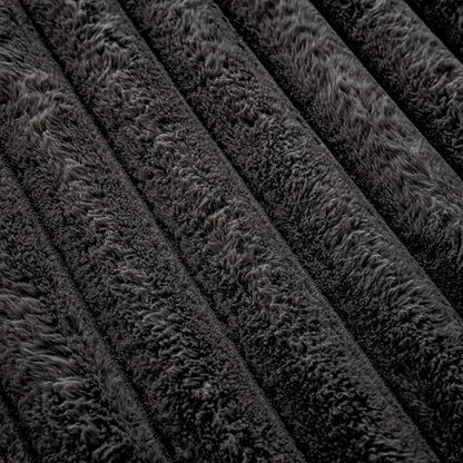 Black Rabbit Striped Plush Rug 2'x3', Fluffy Shaggy Area Rug - Image 6