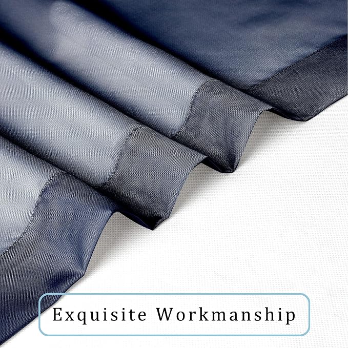 Navy Blue Sheer Curtains 90 Inches Long, Solid Light Filtering Sheer Curtains - Image 5