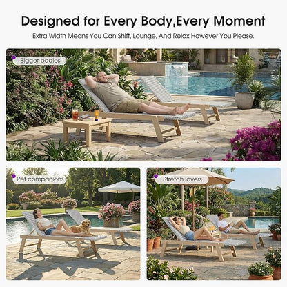 PURPLE LEAF Extra Large Patio Chaise Lounge 2 Pieces French Outdoor Wicker - Image 4