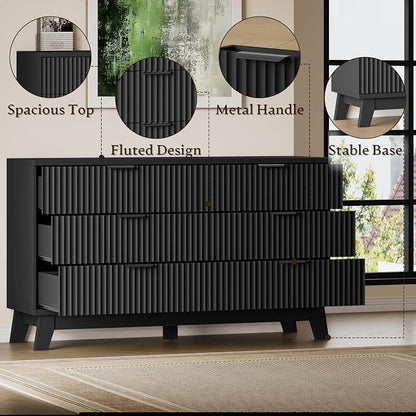 BORNOON 53" Long Dresser for Bedroom, 6-Drawer Dresser - Image 5
