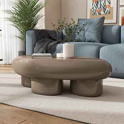 24/7 Shop at Home Kavren Modern 37-inch Oval Glossy Low Profile Coffee Table - Image 3
