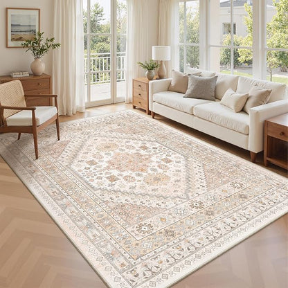 6x9 Area Rugs for Living Room, Large Washable Rug, Dining Room, Low Pile by Zesthome