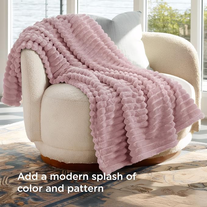 Bedsure Soft Twin Blanket for Bed Decor Gifts Pink 60"x80" | Birthday Gifts for - Image 3