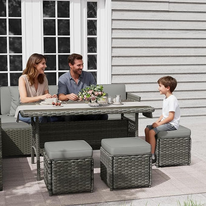 KIGOTY 7 Piece Patio Furniture Set, Outdoor PE Wicker Rattan Outdoor Dining Set - Image 8