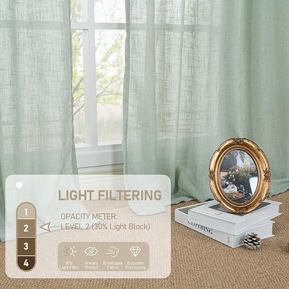 Light Sage Linen Sheer Curtains 84 inch Length 2 Panels, 34 x 84 Inch | Light - Image 4