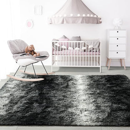 4x6 Black and White Fluffy Soft Area Rug Non-Slip - Image 7
