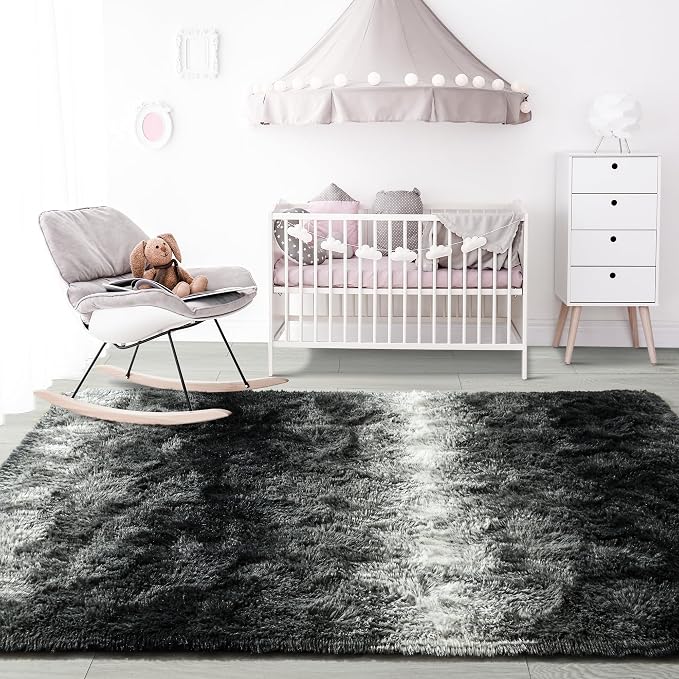 8x10 Extra Large Black and White Fluffy Area Rug Non-Slip - Image 7