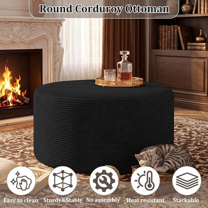 BSHOMGI Round Coffee Table Ottoman - Image 5
