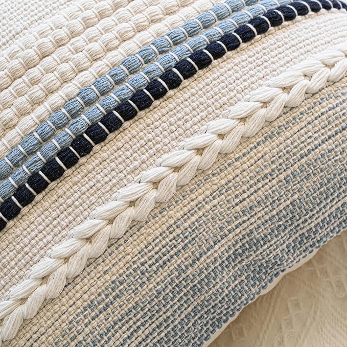 Coastal Blue Boho Decorative Throw Pillow Cover 22x22 Modern Bohemian Accent - Image 8