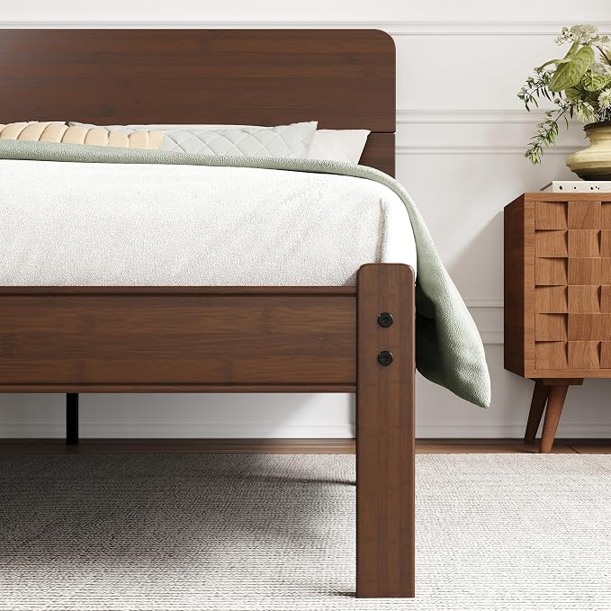 BOSRII 14in High Solid Bamboo Wood Platform King Size Bed Frame - Image 5