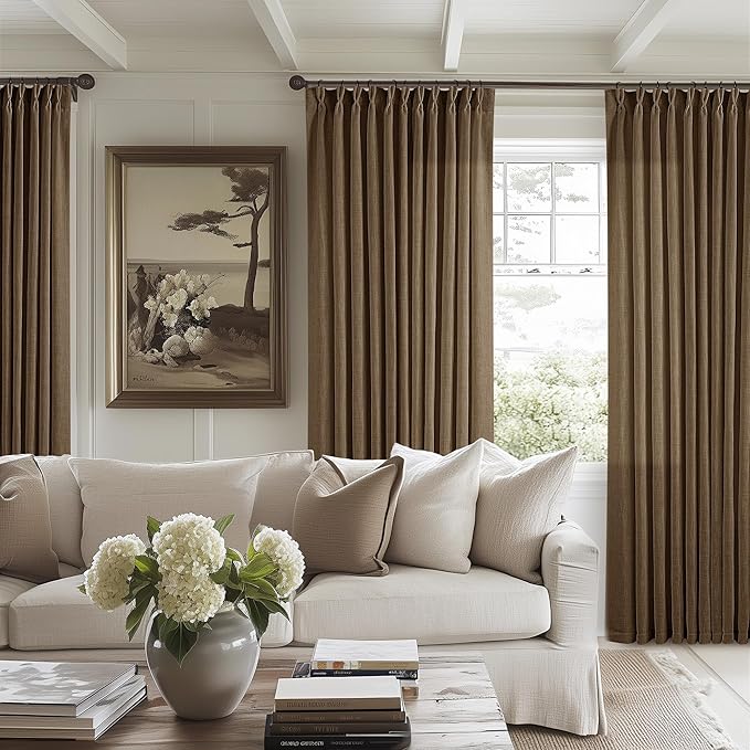 Extra Wide 108 Inch Long Pleat Curtains 70 Inch Wide Dutch Cocoa | Pinch Pleat - Image 7