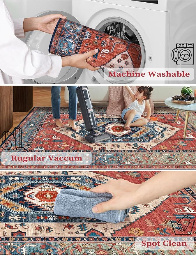 SERISSA 2'6"x12' Washable Non Slip Boho Runner Rug - Image 3