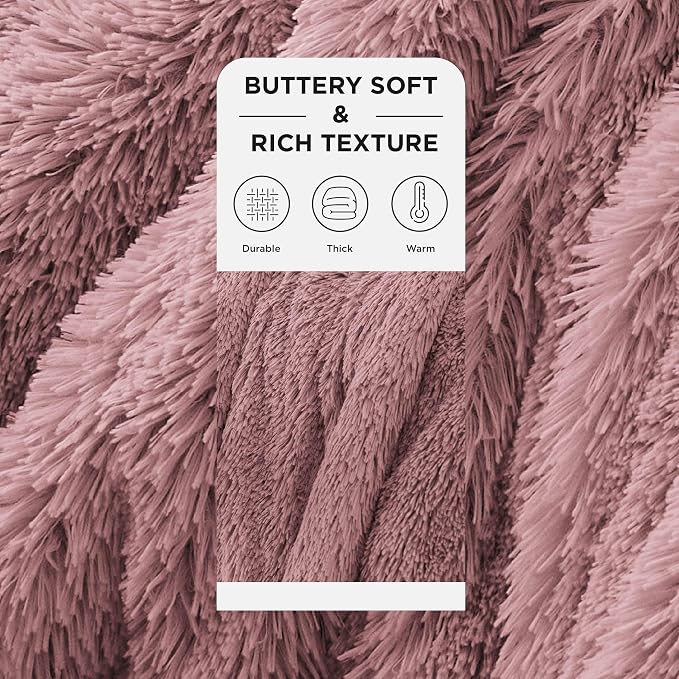 Bedsure GentleSoft Fluffy Dusty Pink Blankets Queen Size - Image 2