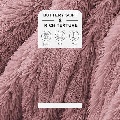 Bedsure GentleSoft Fuzzy Sherpa Faux Fur Twin Blanket Dusty Pink Cozy Gifts - Image 2