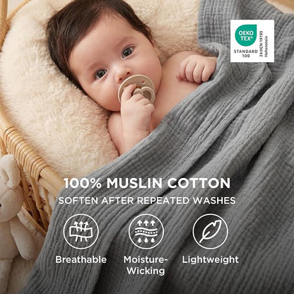 Bedsure 100% Cotton Muslin Blanket King Size - Image 2