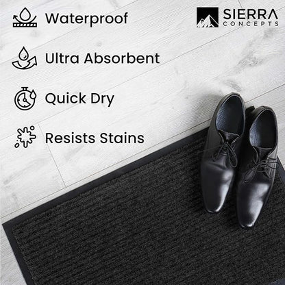 Front Door Mat, Indoor Outdoor Welcome Entryway Muddy Entrance, 30x17 Black | - Image 6