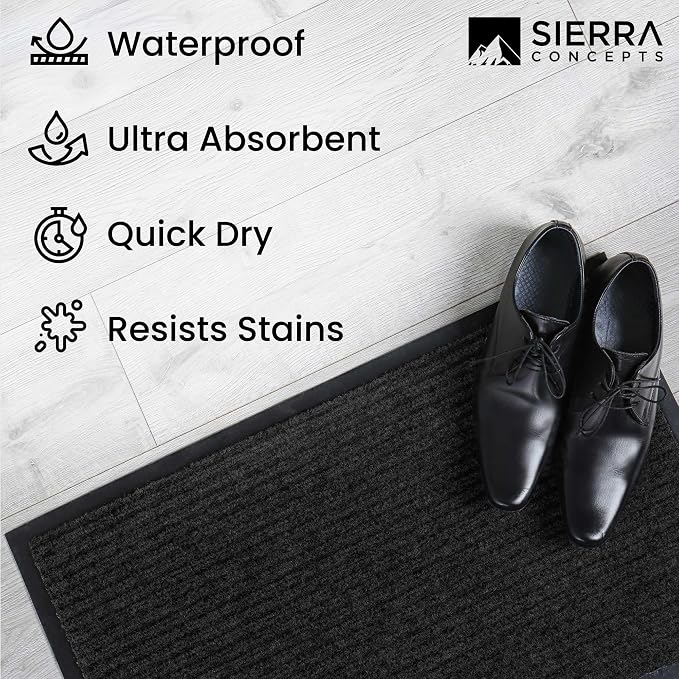 Front Door Mat, Indoor Outdoor Welcome Entryway Muddy Entrance, 48x36 Black | - Image 6