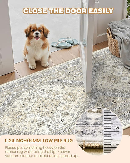 2.5x10 Kitchen Runner Rug Non Slip Vintage Washable Rugs, Carpet Runner - Image 6