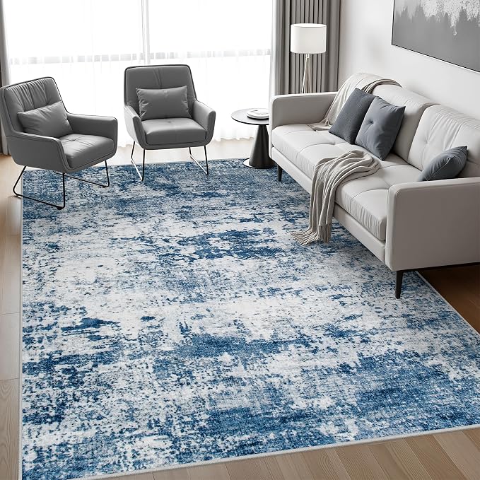 9x12 Area Rug Living Room Rug: Washable Modern Abstract Soft Thin Rug Indoor - Image 3