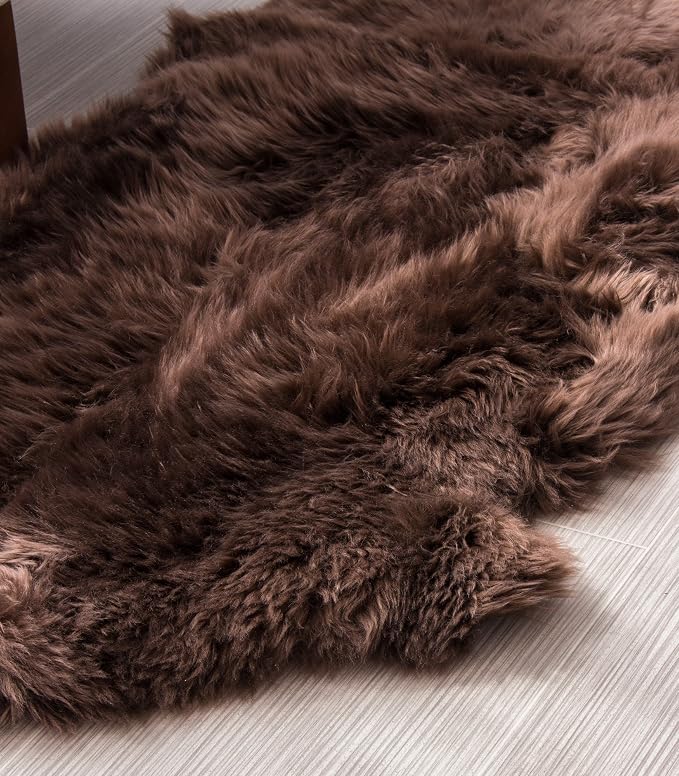 HUAHOO Premium Genuine Sheepskin Rug Brown Real Australia Sheepskin Natural - Image 2