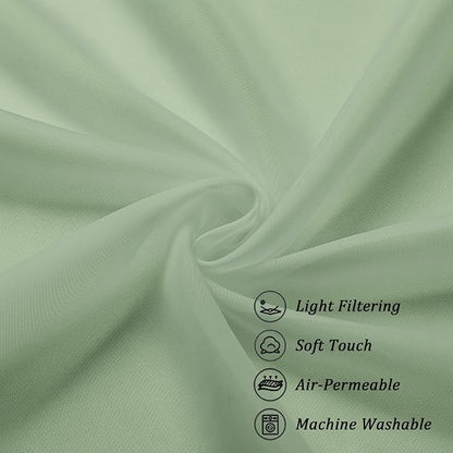 Chyhomenyc Sage Green Sheer Curtains 72 Inch Length 2 Panels, Light Filtering - Image 7