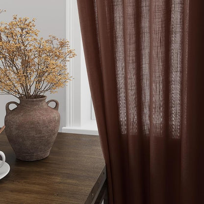 Rustic Brown Linen Curtains 72 Inch Length - Image 4