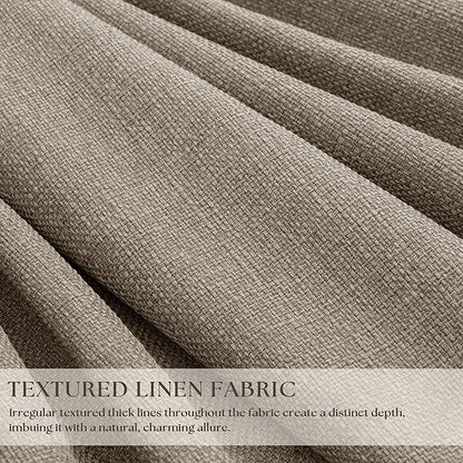 Deep Flax Greige Pinch Pleated 100% Blackout Linen Curtains 90 Inch Length | - Image 2