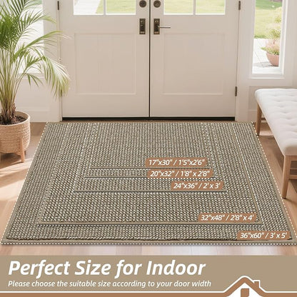 BEQHAUSE Dirt Trapper Door Mat 24" x 36", Non-Slip Washable, Light Beige | - Image 2