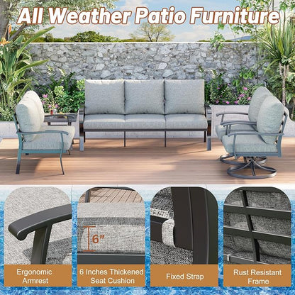 HOMREST Outdoor Furniture Thickened Cushion 360 Degree Swivel Rocking Patio - Image 5