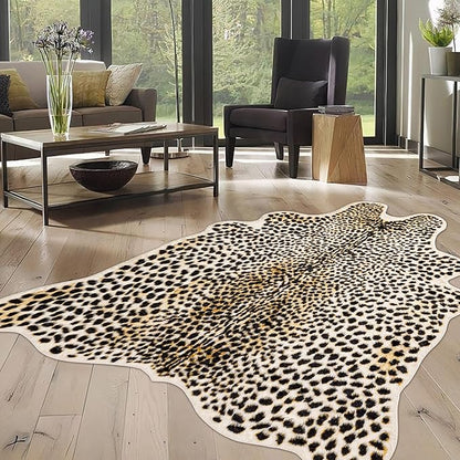 Cheetah Print Rug, Leopard Rug 5.2x7 Faux Animal Print Skin Cheetah Area Rug by WARMHAVEN