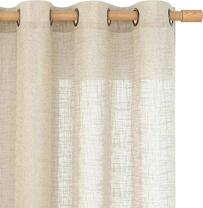 Semi Sheer Linen Curtains for Living Room, 80 Inch Length Light Filtering by LAMIT
