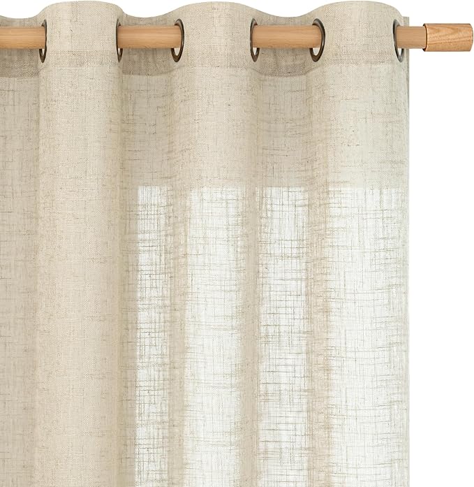 Linen Sheer Curtains 96 Inches Long 2 Panels Set, Light Filtering Vertical by LAMIT
