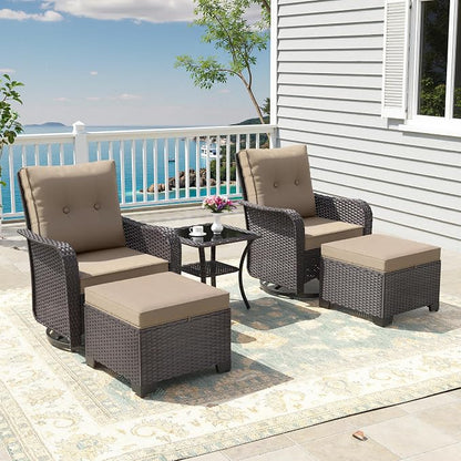 ALAULM 5-Piece Outdoor Swivel Rocking Chair Set - Image 2