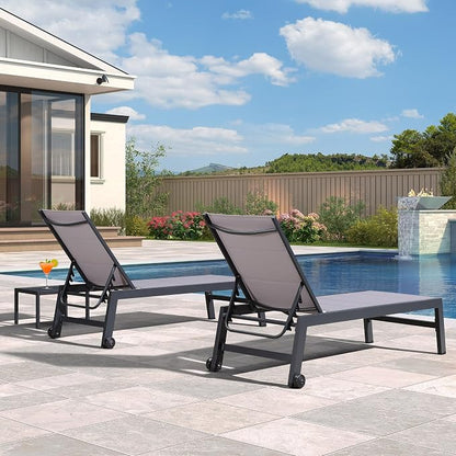 PURPLE LEAF Outdoor Chaise Lounge Set of 4 Aluminum Patio Chair - Image 3