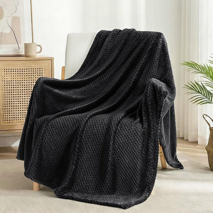 Exclusivo Mezcla Soft Waffle Fleece Bed Blanket Twin Size, Cozy Fluffy Design - Image 4