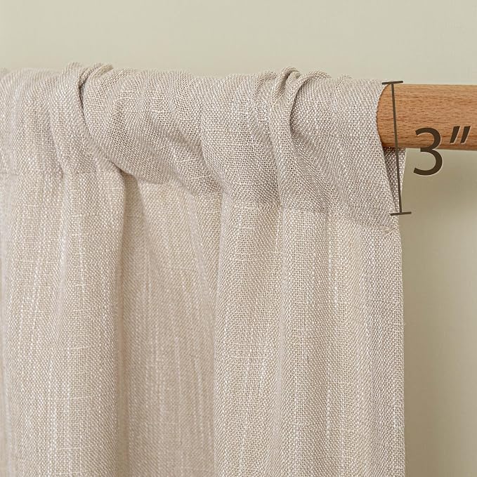 MYSKY HOME Kitchen Semi Sheer Oatmeal Curtains 24 Inch Long, Light Filtering - Image 5