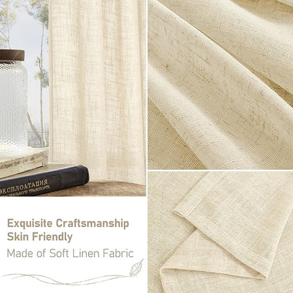 Short Window Linen Curtains 48 Inch Length 2 Panels, 34 x 48 Inch | Beige - Image 6