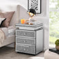 Mirrored Nightstand with 3 Drawers, Mirror End Table, Modern Bedside Table by HEPMIMZHU
