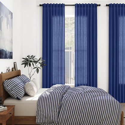 Extra Long Classic Blue Linen Curtains 120 Inch - Image 7