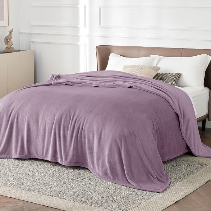 Bedsure GentleSoft Fleece Bed Blankets Queen Size Fog Purple - Image 2