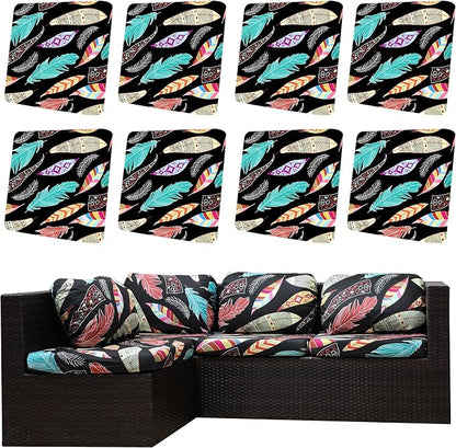 8Pcs Outdoor Cushion Covers, Elastic Patio Cushion Covers | Washable, by dreahoteztil