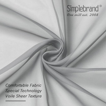 Simplebrand Light Grey Sheer Curtains 63 Inch Length 2 Panels, Rod Pocket Solid - Image 6