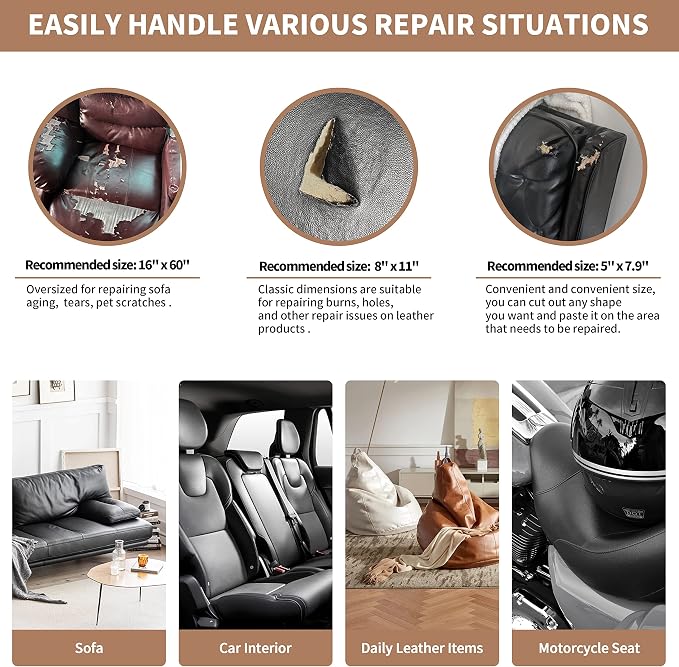 ONine Leather Repair Patch，Self-Adhesive Couch Patch，Multicolor Available - Image 4
