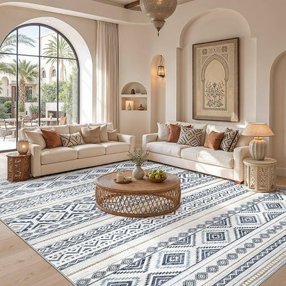 cotiled Boho 6x8 Area Rugs for Living Room: Soft Moroccan Washable Rug | Stain - Image 4